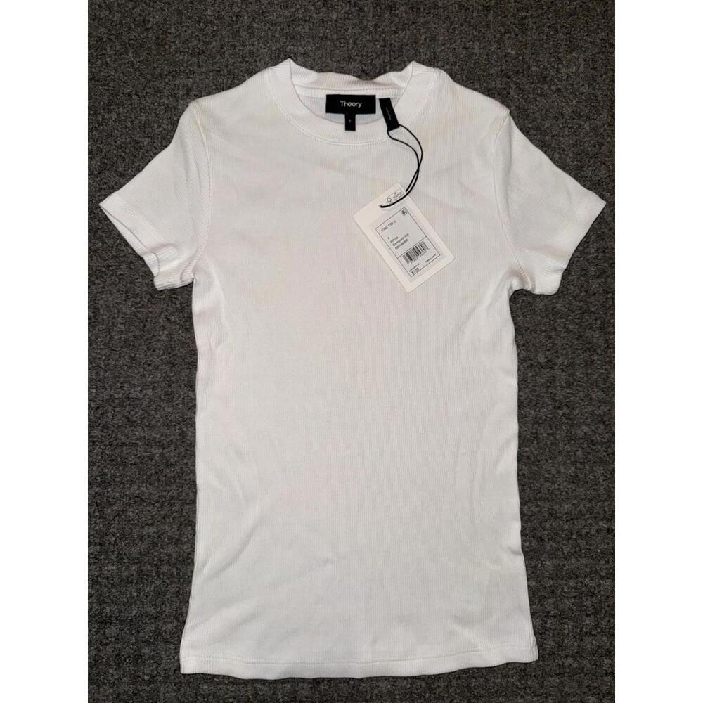 NWTTheory Tiny Tee 2 White Ribbed Pima Modal Cotton - Size P Quiet Lux MSRP $125
